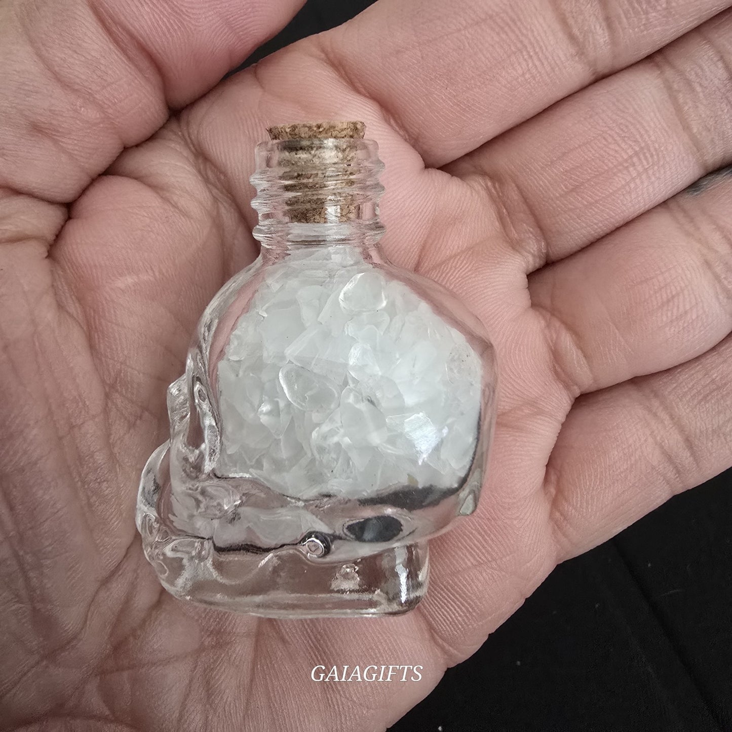 Mesmerizing SKULLS Crystal-Infused WISH BOTTLES| Gemstone Chips - Item X (1-7)