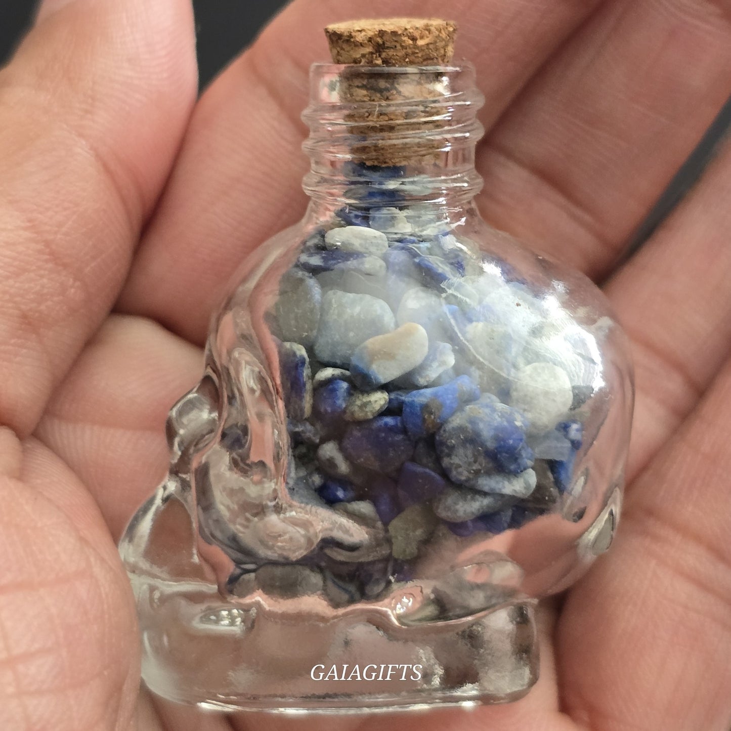 Mesmerizing SKULLS Crystal-Infused WISH BOTTLES| Gemstone Chips - Item X (1-7)