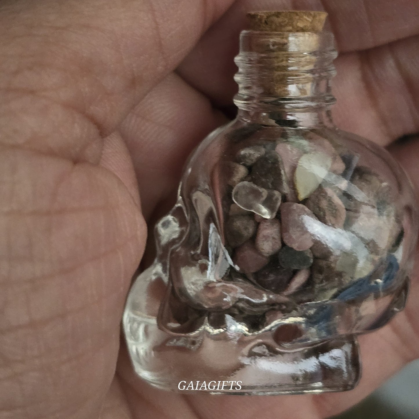 Mesmerizing SKULLS Crystal-Infused WISH BOTTLES| Gemstone Chips - Item X (1-7)