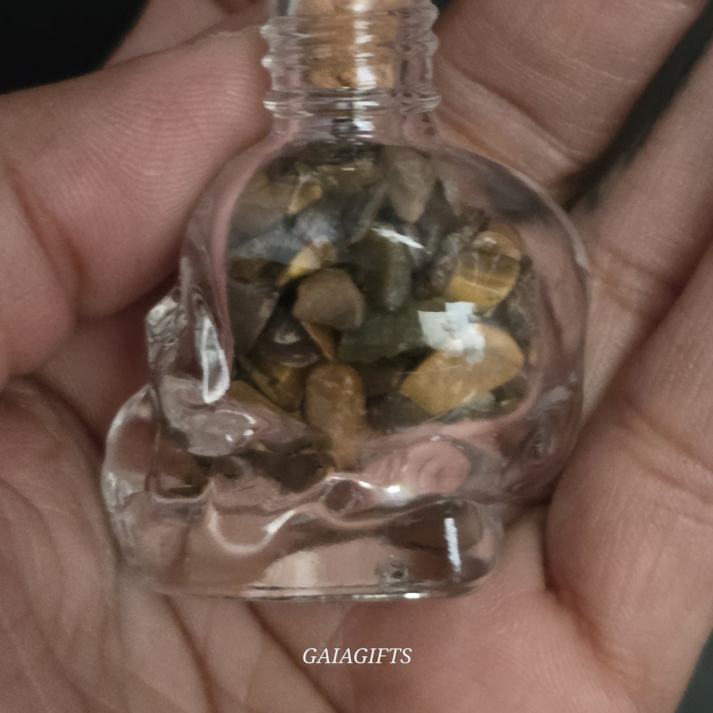 Mesmerizing SKULLS Crystal-Infused WISH BOTTLES| Gemstone Chips - Item X (1-7)