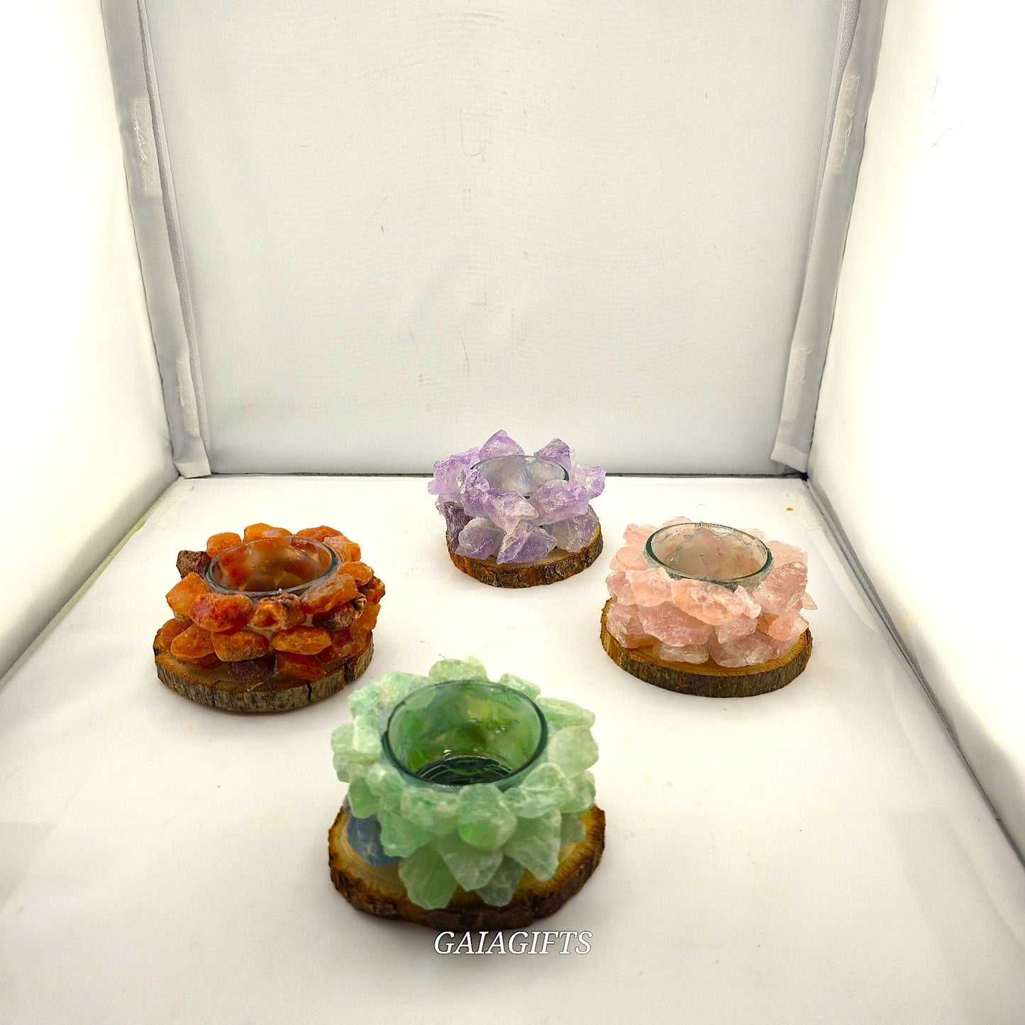 Wrapped in Crystal - Elegant Tea Light CANDLE HOLDERS - Item AC