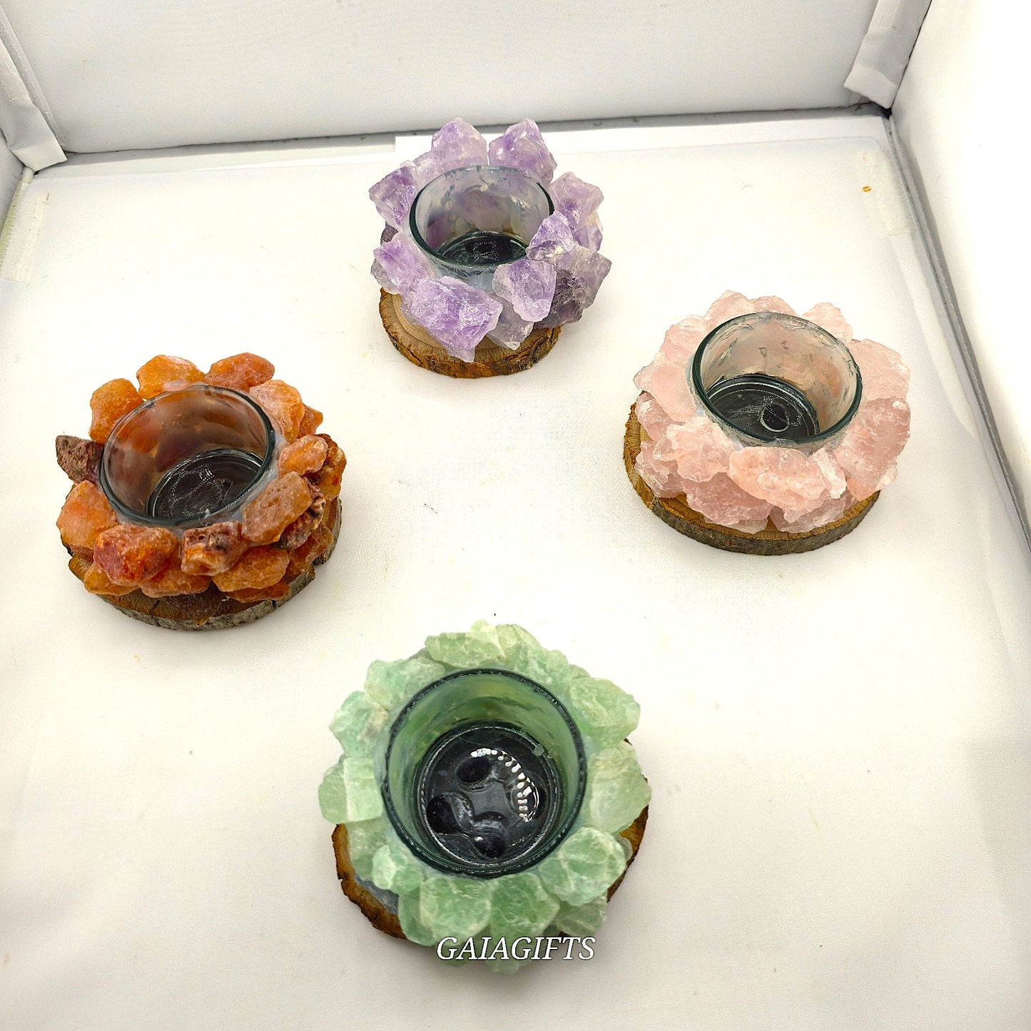 Wrapped in Crystal - Elegant Tea Light CANDLE HOLDERS - Item AC