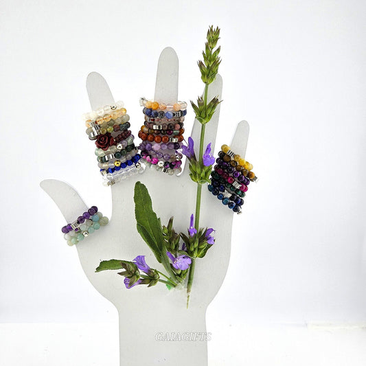 Dazzling Dynamic Design Crystal BEADED RINGS – With & Without Charm – Item O