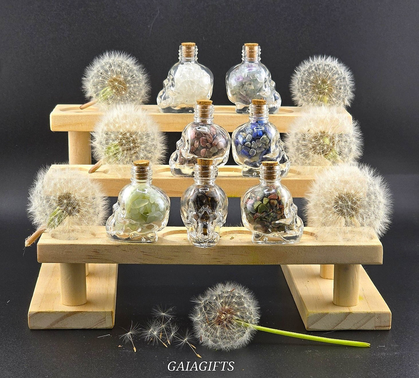 Mesmerizing SKULLS Crystal-Infused WISH BOTTLES| Gemstone Chips - Item X (1-7)