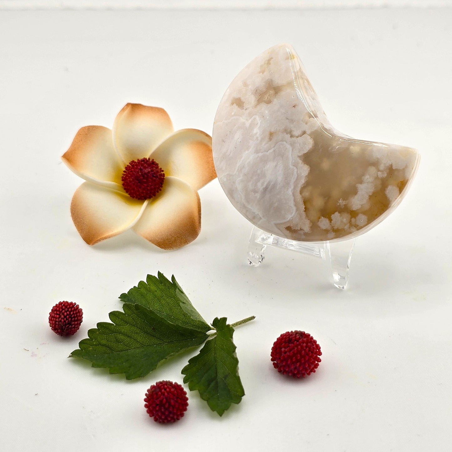 Austere Flower Agate Crescent MOON- AQ(1–8)