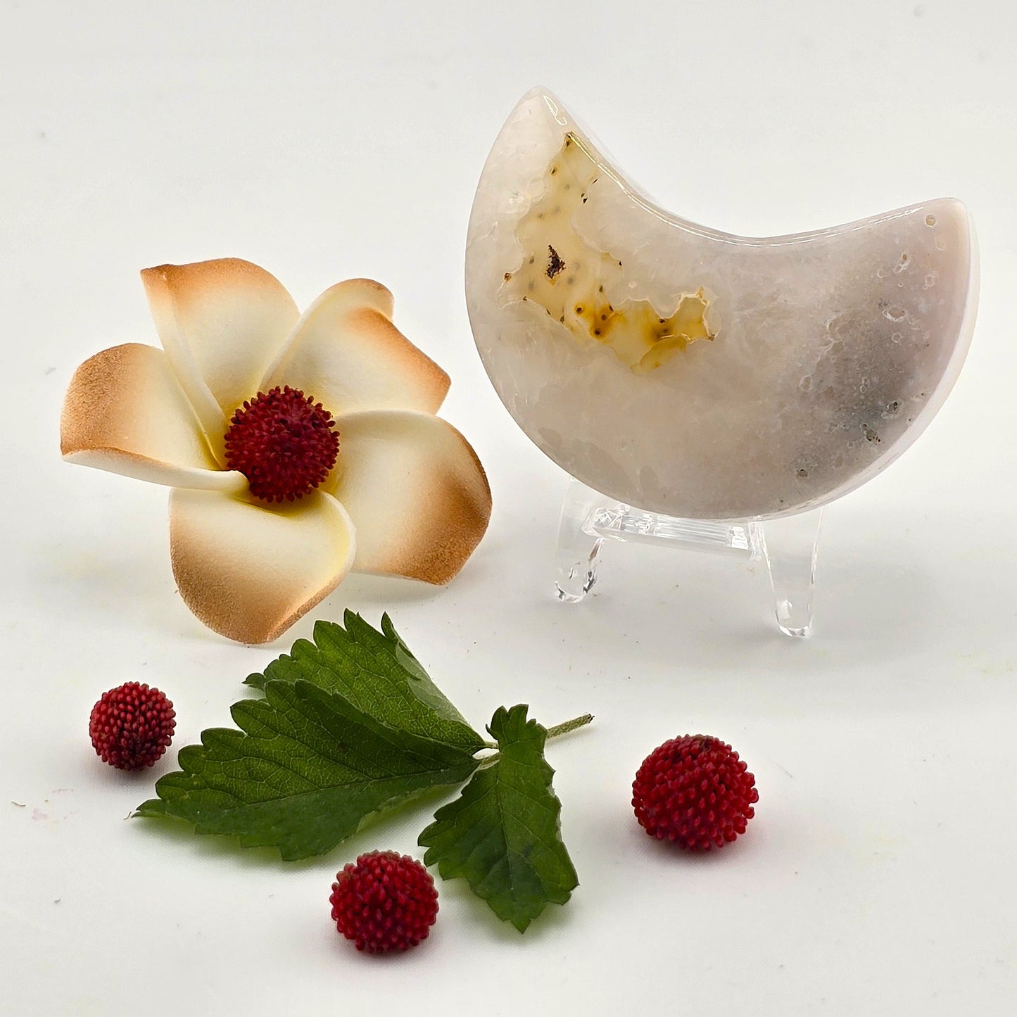 Austere Flower Agate Crescent MOON- AQ(1–8)