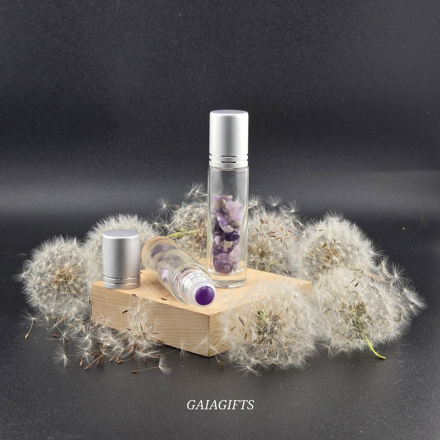 Magical CRYSTAL-Infused BOTTLES | Gemstone Chips & Smooth Roller Ball FOR OILS or PERFUME Item V