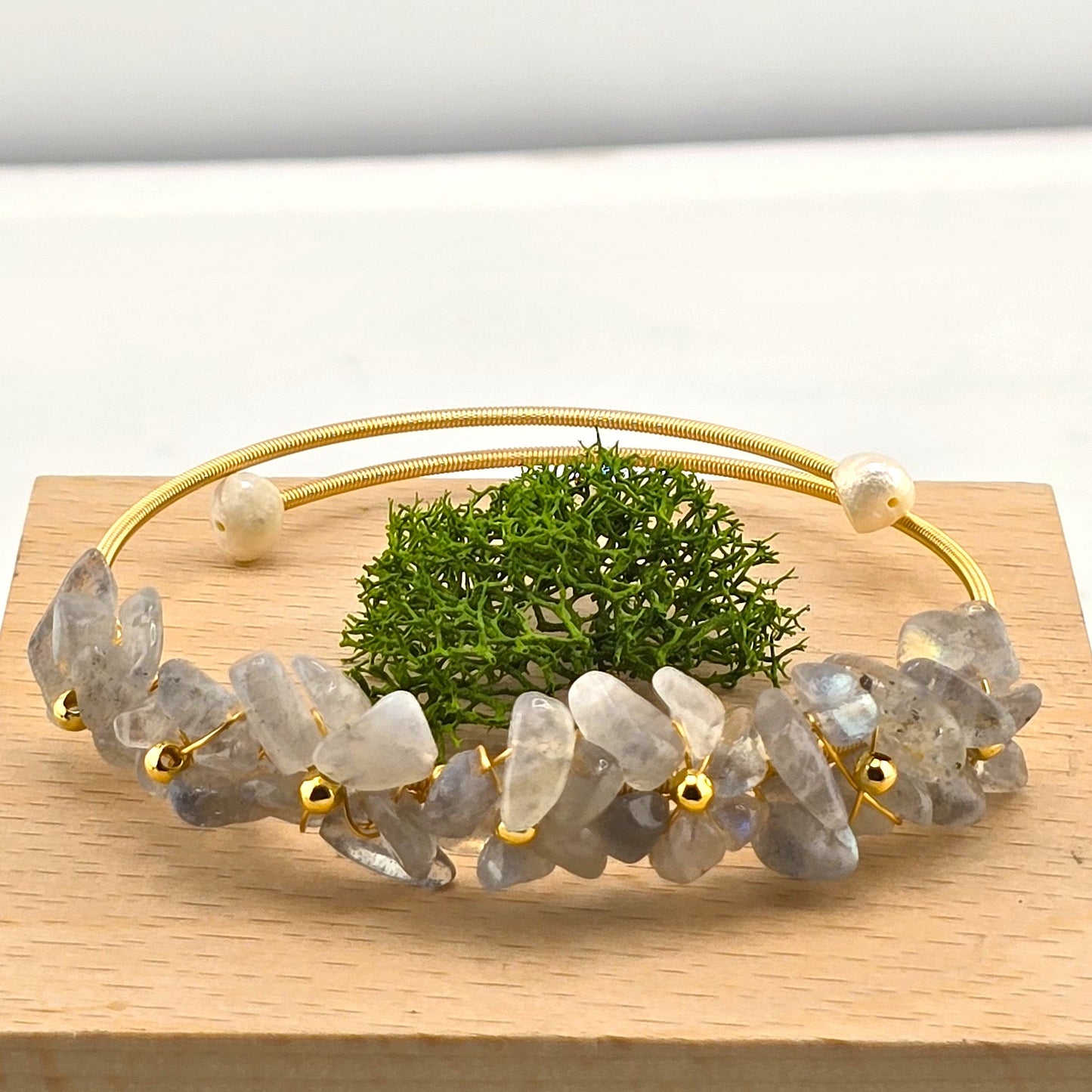 Charming Metal Yellow & Silver Tone Bracelets with Crystal Stones – Item BB