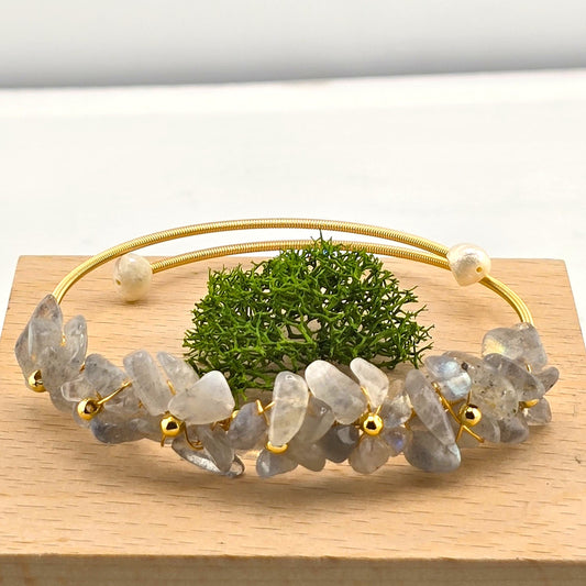 Charming Metal Yellow & Silver Tone Bracelets with Crystal Stones – Item BB