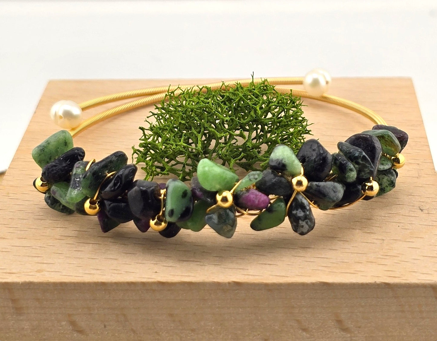 Charming Metal Yellow & Silver Tone Bracelets with Crystal Stones – Item BB
