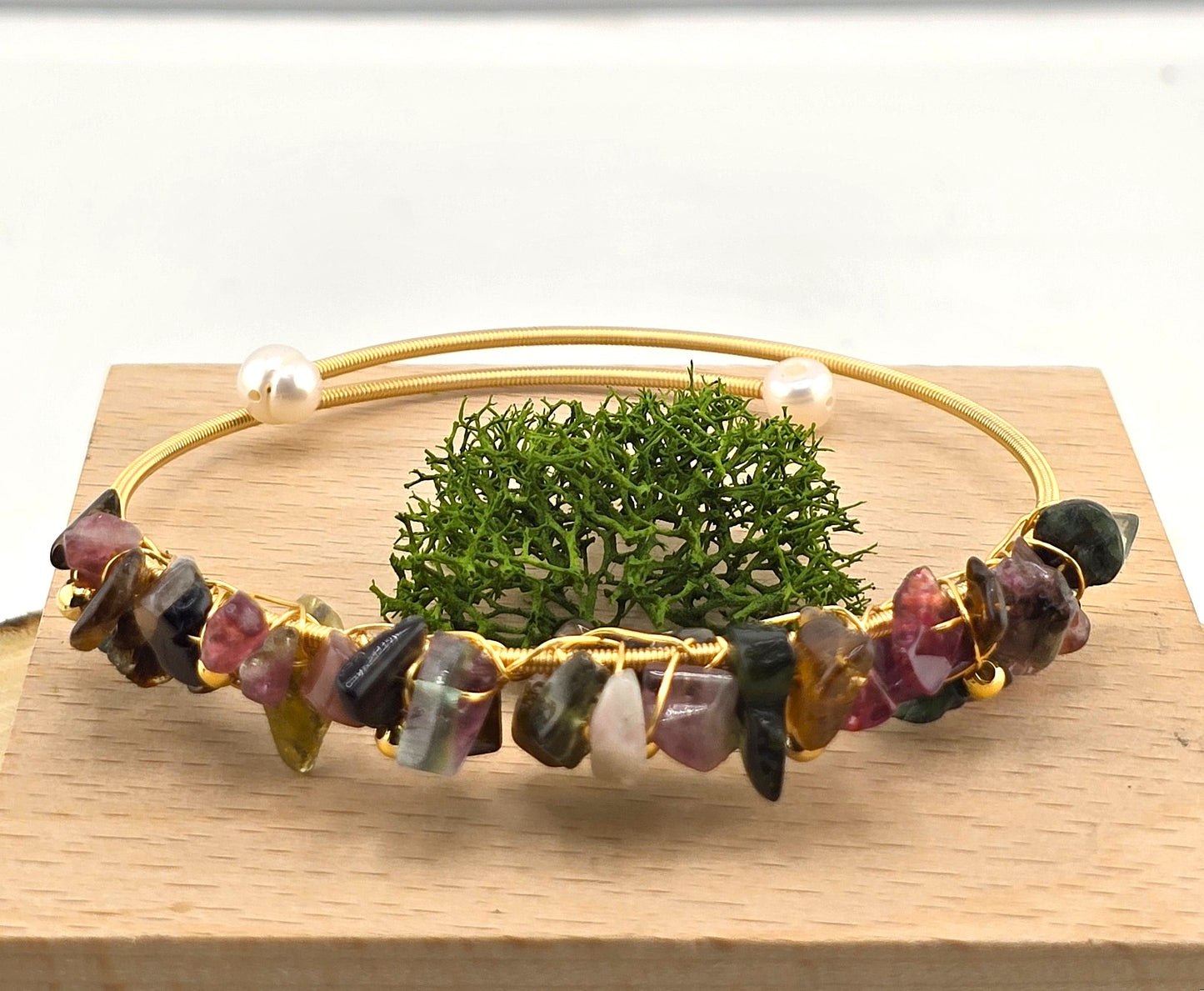 Charming Metal Yellow & Silver Tone Bracelets with Crystal Stones – Item BB