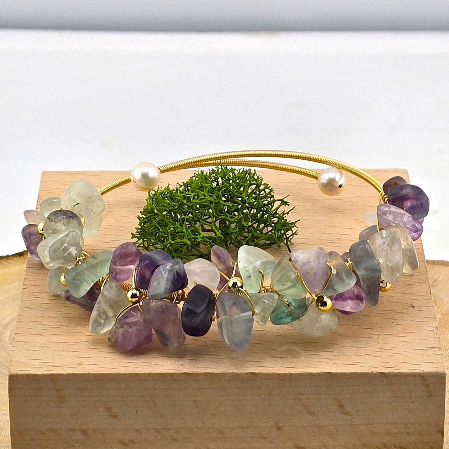 Charming Metal Yellow & Silver Tone Bracelets with Crystal Stones – Item BB
