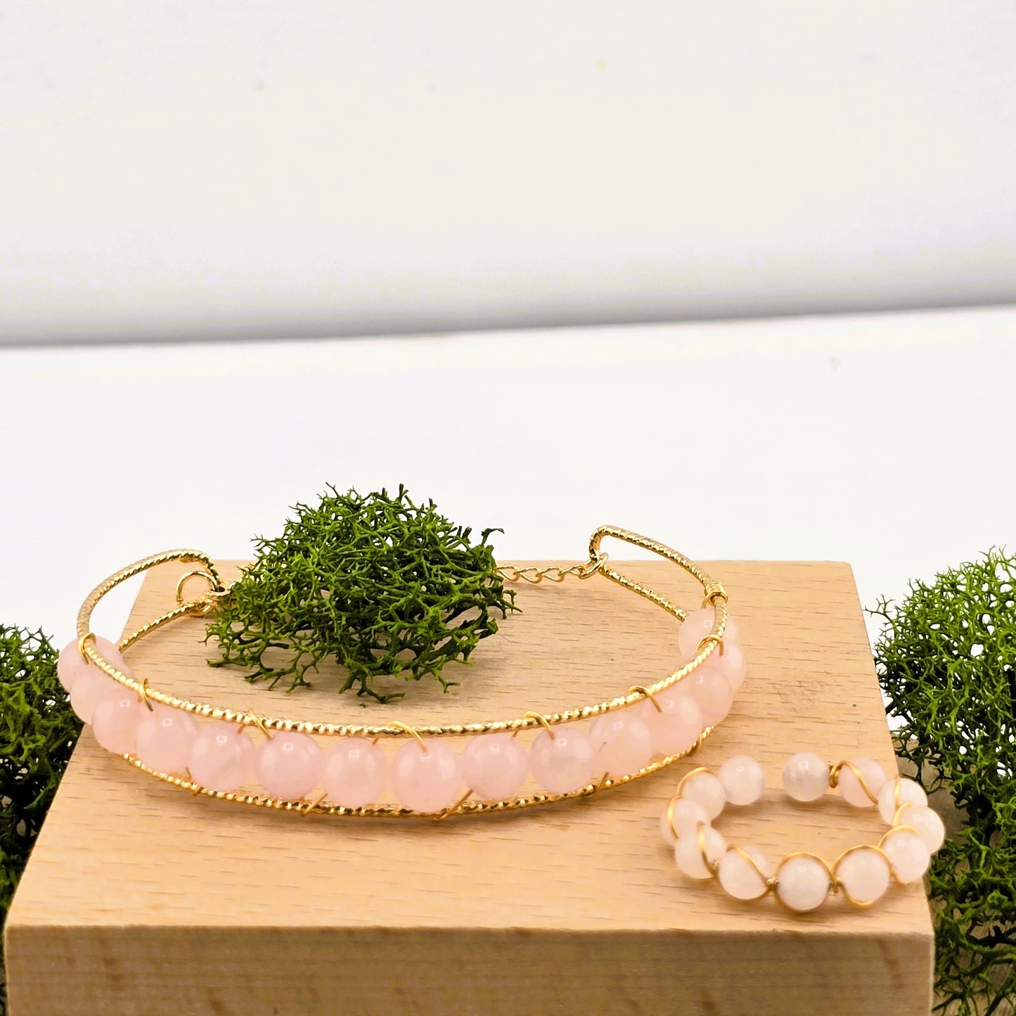 Captivating Metal Yellow & Silver Tone – BRACLETES & RING SET with Crystal Stones – Item BP