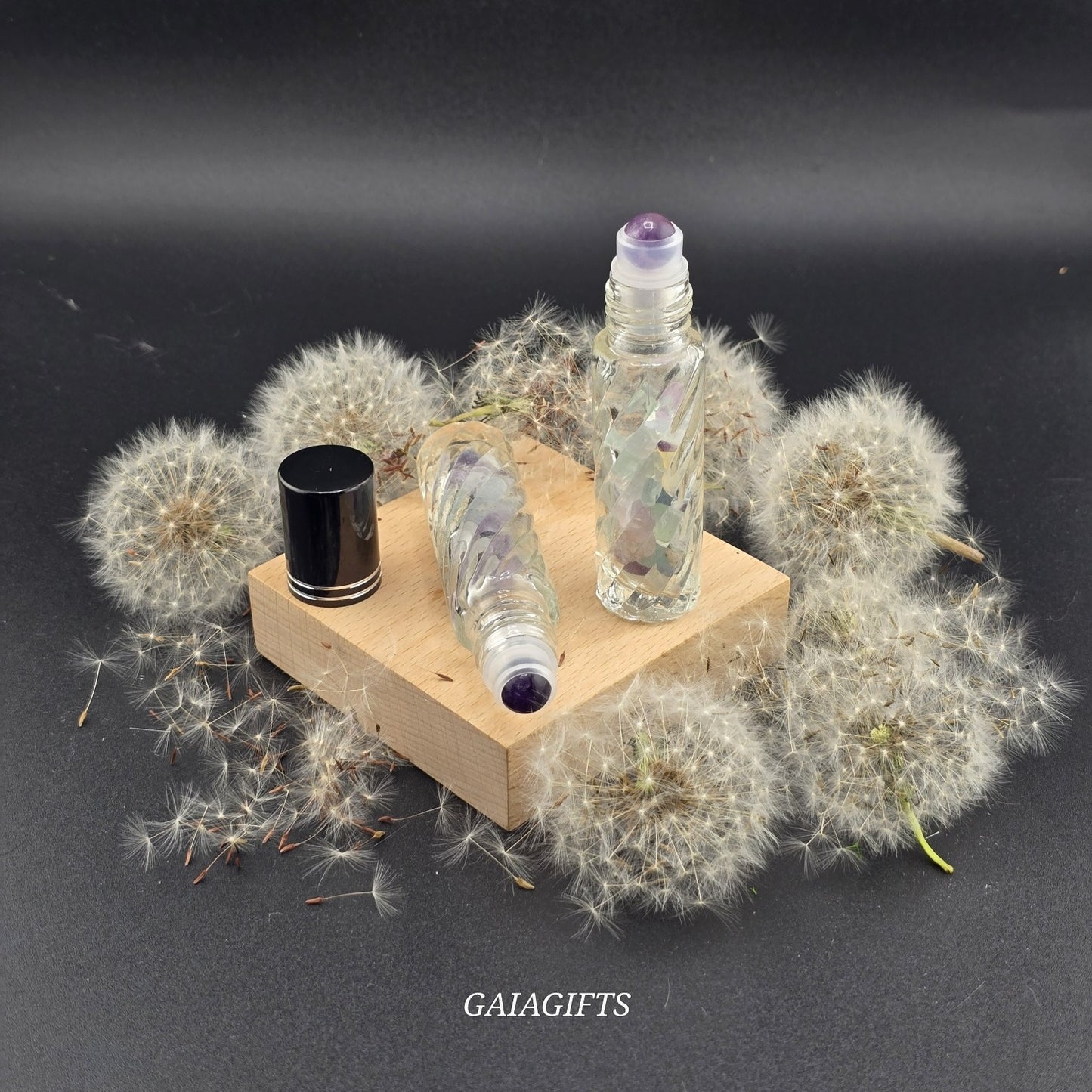 Magical CRYSTAL-Infused BOTTLES | Gemstone Chips & Smooth Roller Ball FOR OILS or PERFUME Item V