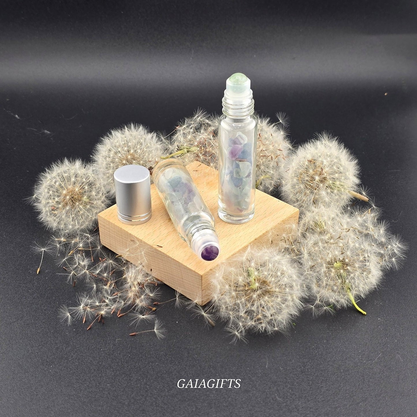Magical CRYSTAL-Infused BOTTLES | Gemstone Chips & Smooth Roller Ball FOR OILS or PERFUME Item V
