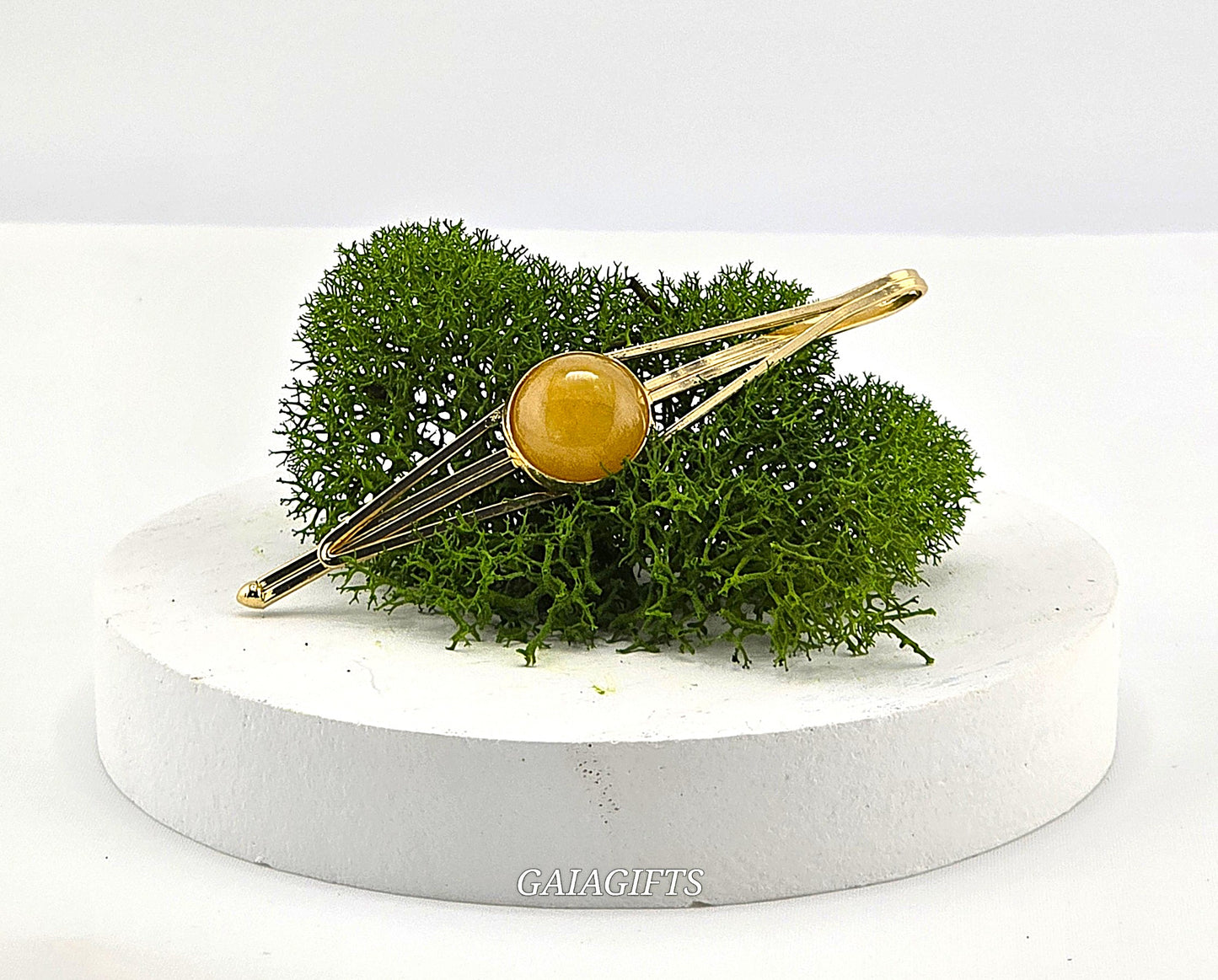 Hypnotic Crystal METAL SNAP CLIP with Design of Crystal Stone In Middle | Design in CENTER  - Item M