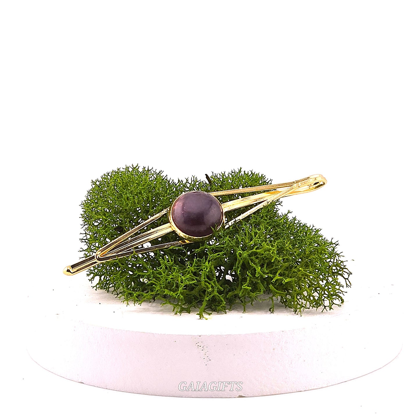Hypnotic Crystal METAL SNAP CLIP with Design of Crystal Stone In Middle | Design in CENTER  - Item M