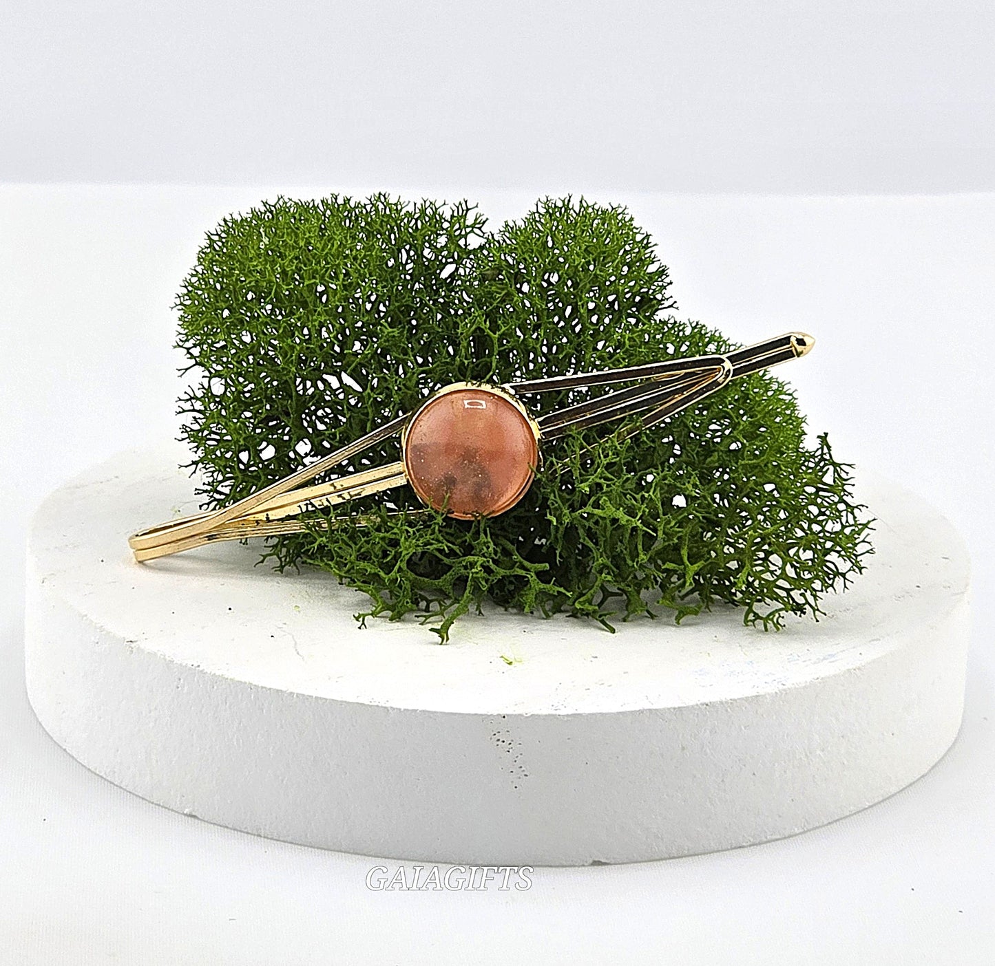 Hypnotic Crystal METAL SNAP CLIP with Design of Crystal Stone In Middle | Design in CENTER  - Item M