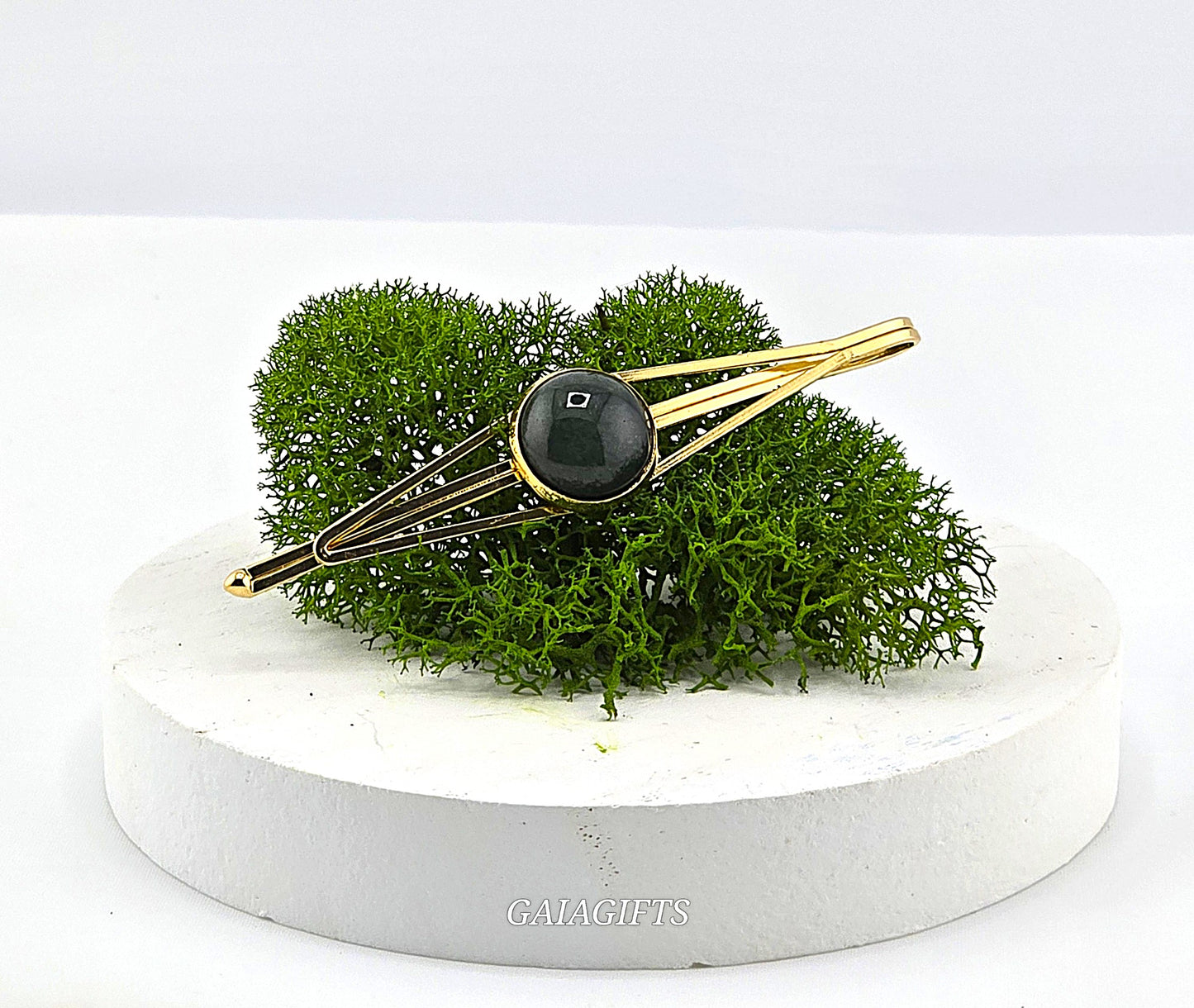 Hypnotic Crystal METAL SNAP CLIP with Design of Crystal Stone In Middle | Design in CENTER  - Item M