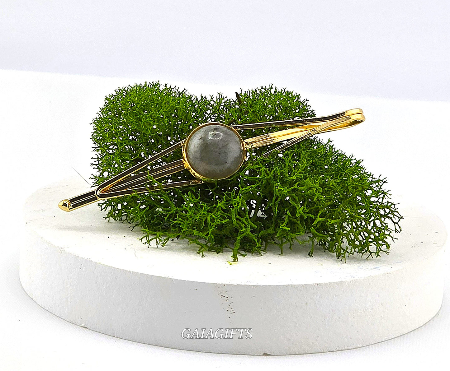 Hypnotic Crystal METAL SNAP CLIP with Design of Crystal Stone In Middle | Design in CENTER  - Item M