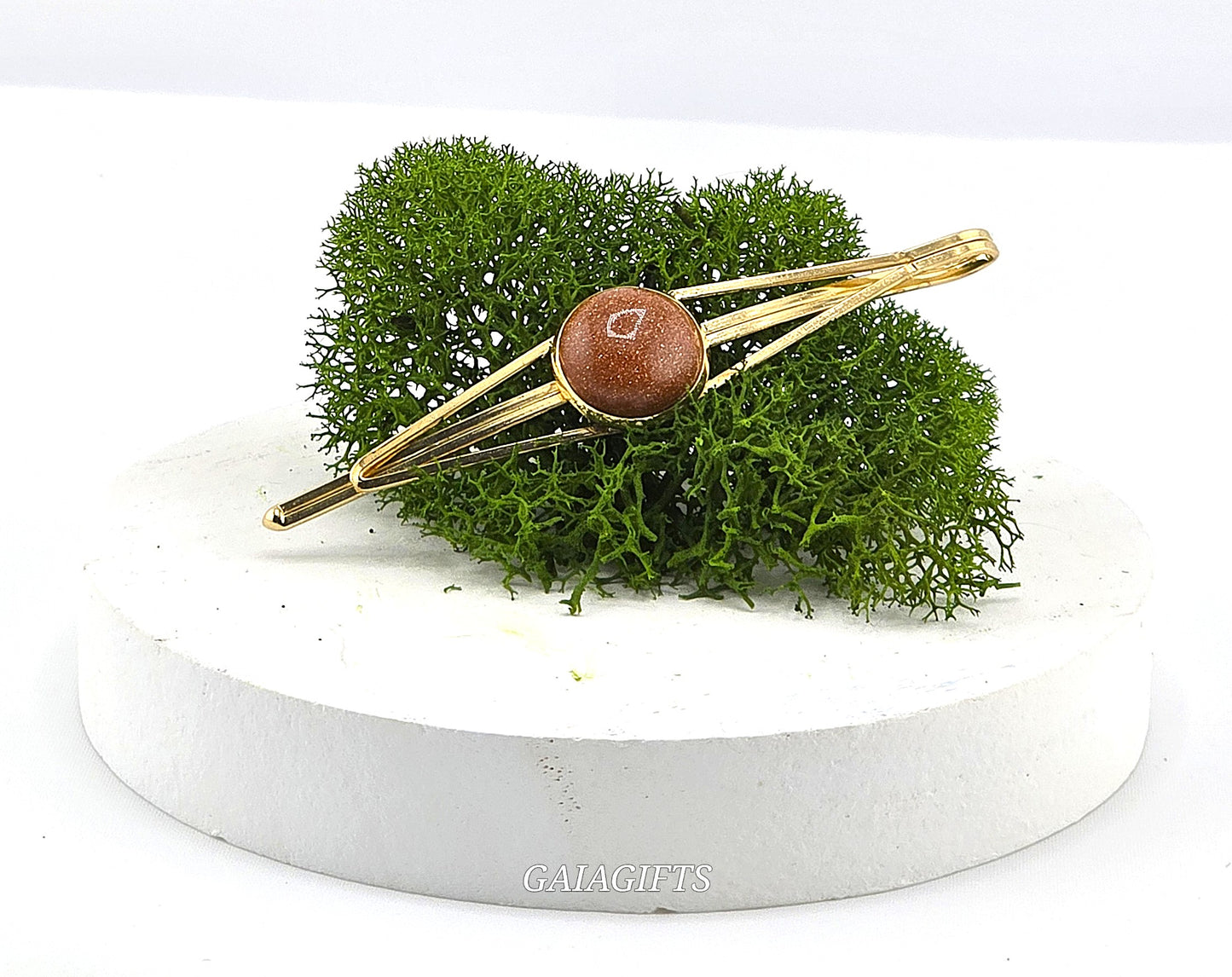 Hypnotic Crystal METAL SNAP CLIP with Design of Crystal Stone In Middle | Design in CENTER  - Item M