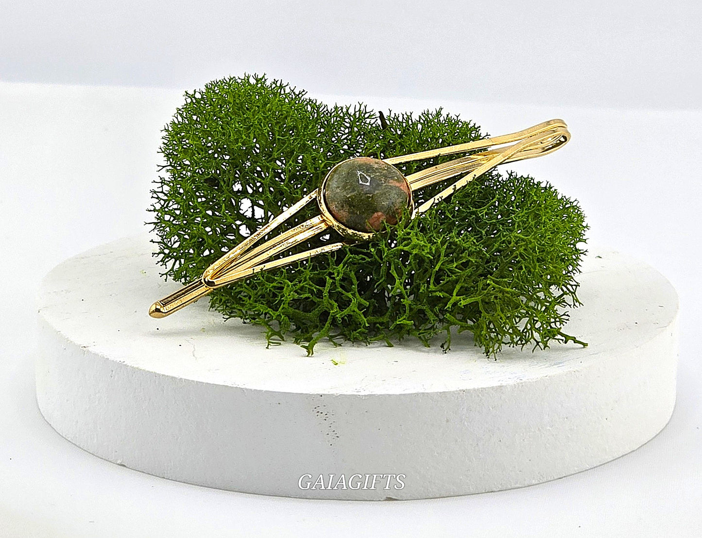 Hypnotic Crystal METAL SNAP CLIP with Design of Crystal Stone In Middle | Design in CENTER  - Item M