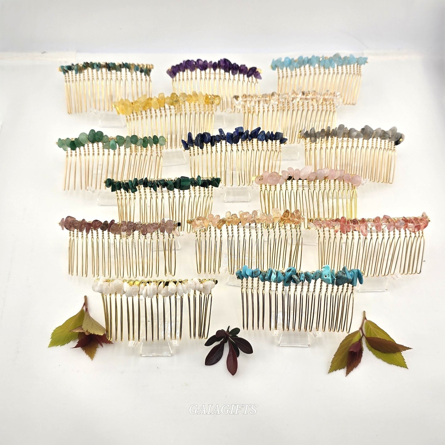 Heritage Crystal Chips Hair SIDE COMBS - Item J