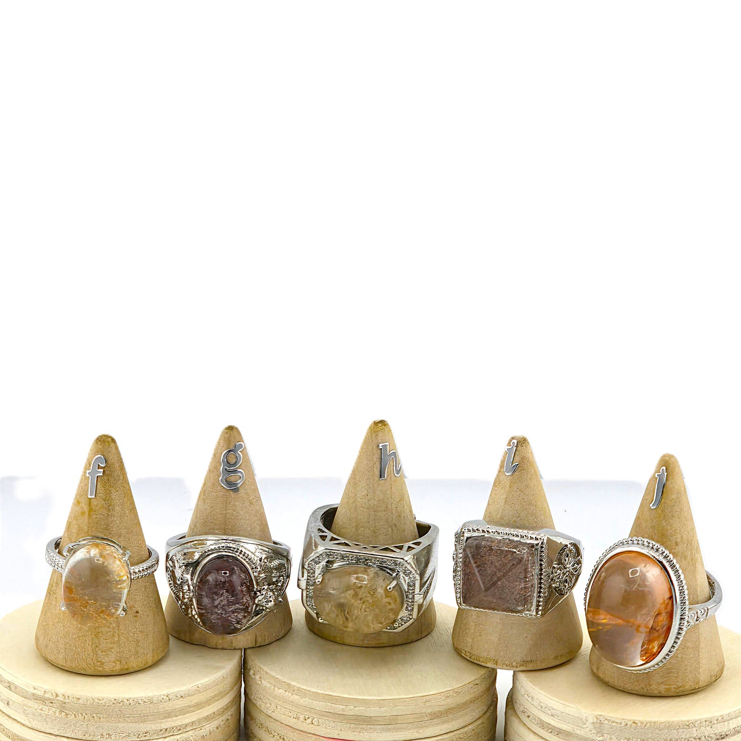 Effervescent (Part 2) - Embedded Sterling Sliver 925 METAL RINGS with Crystal Stones – Item P