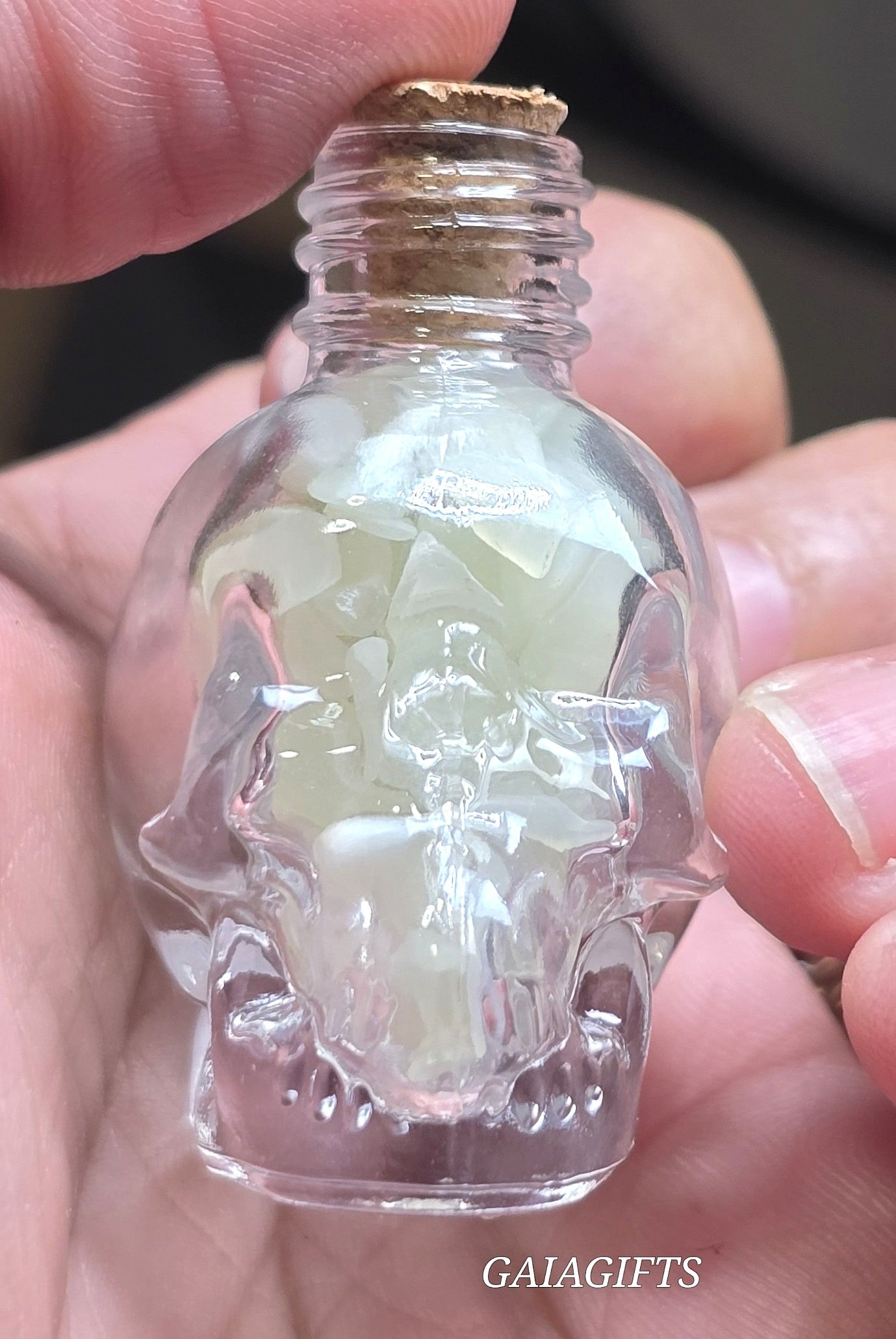 Mesmerizing SKULLS Crystal-Infused WISH BOTTLES| Gemstone Chips - Item X (1-7)