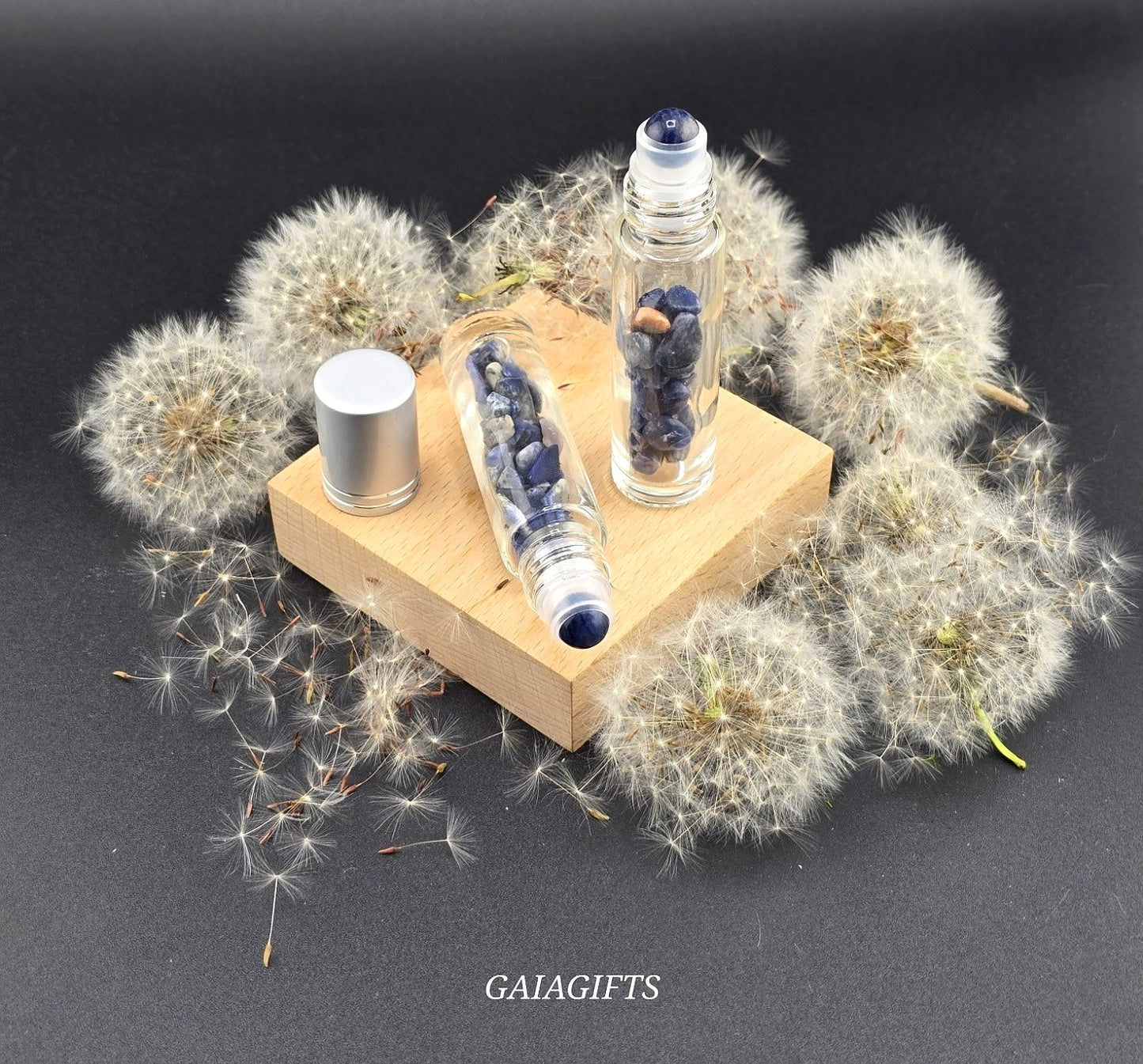 Magical CRYSTAL-Infused BOTTLES | Gemstone Chips & Smooth Roller Ball FOR OILS or PERFUME Item V