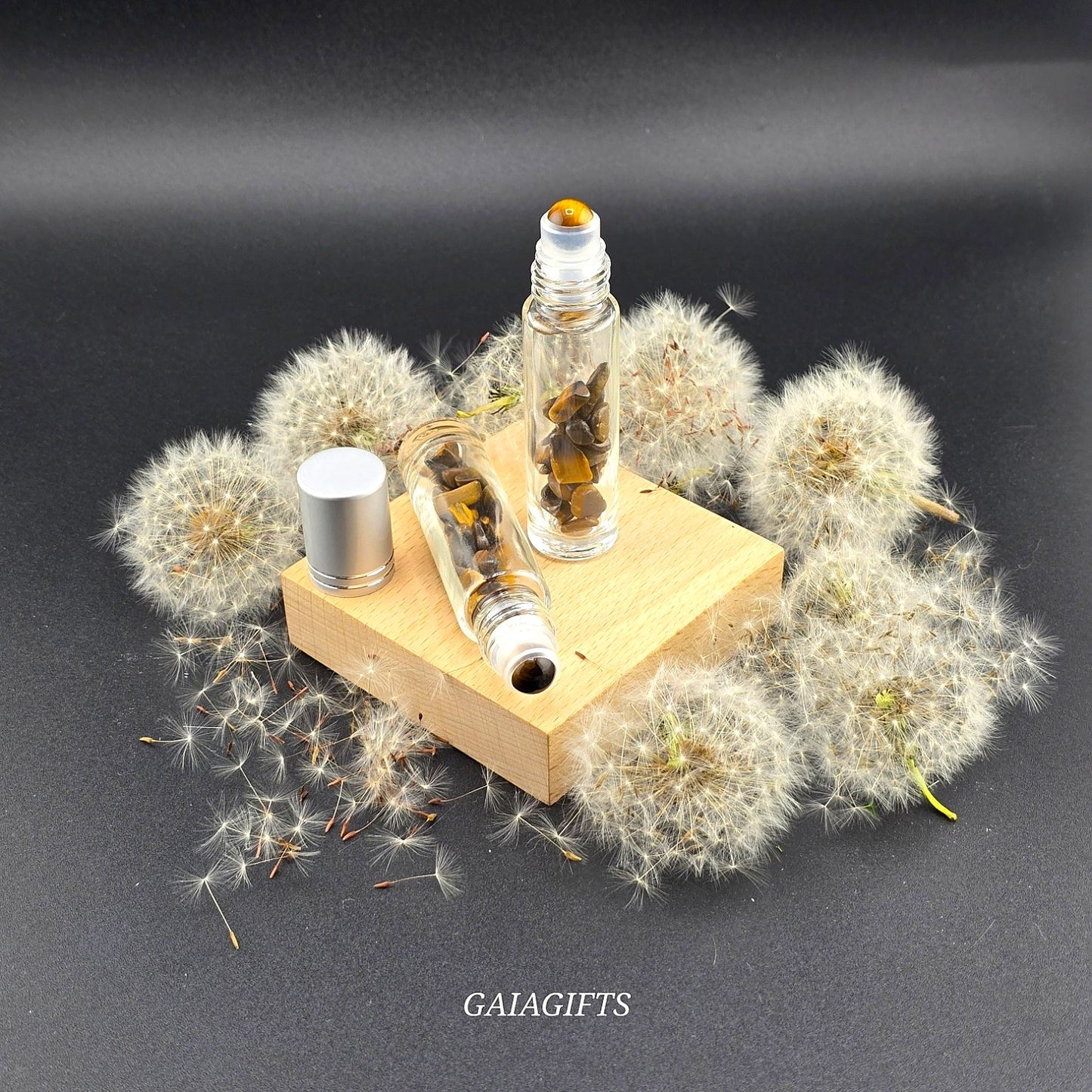 Magical CRYSTAL-Infused BOTTLES | Gemstone Chips & Smooth Roller Ball FOR OILS or PERFUME Item V