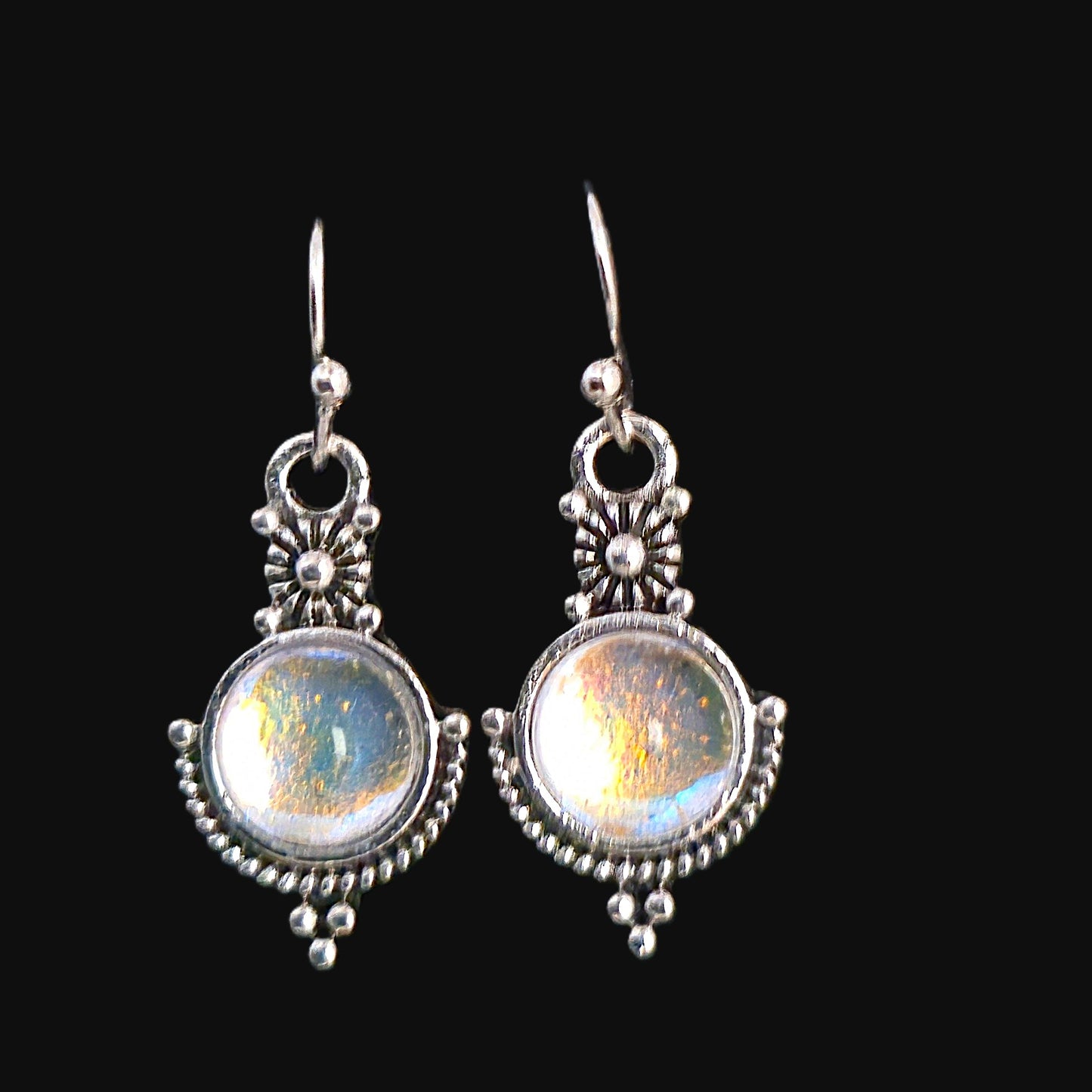 Unique – Fancy 925 Silver & Yellow METAL EARRINGS with Crystals - Item U Part 2