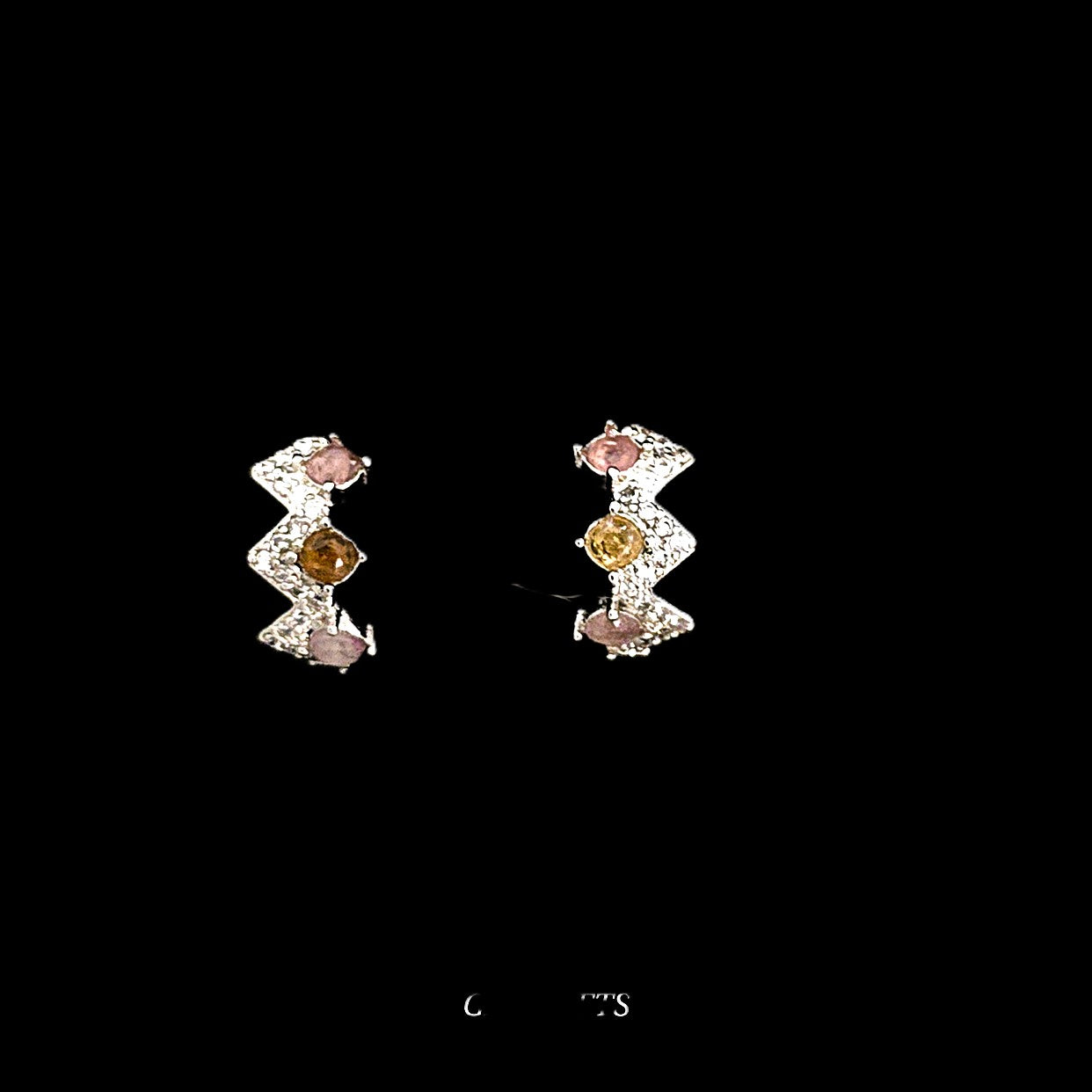 Unique – Fancy 925 Silver & Yellow METAL EARRINGS with Crystals - Item U Part 2