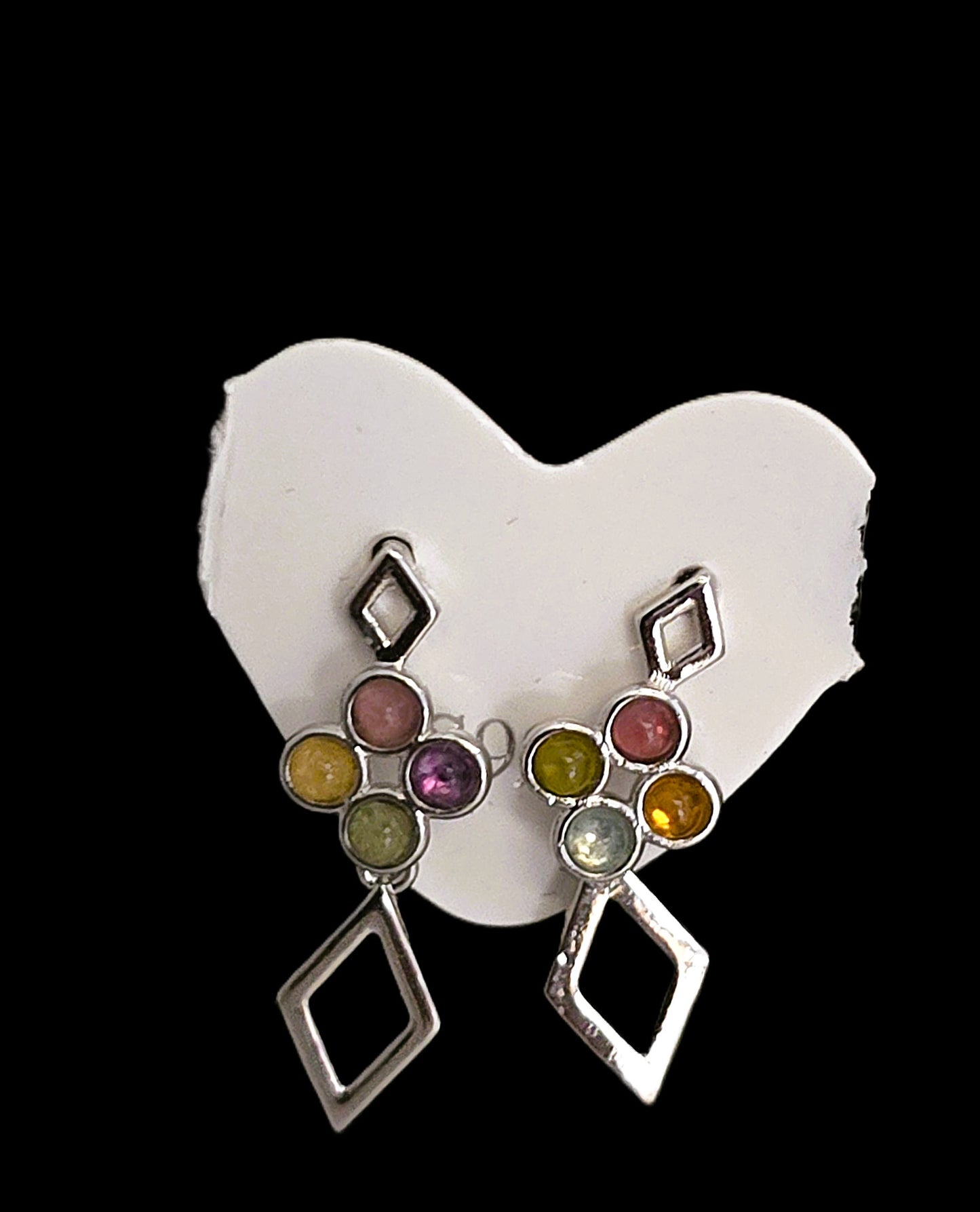 Unique – Fancy 925 Silver & Yellow METAL EARRINGS with Crystals - Item U Part 2