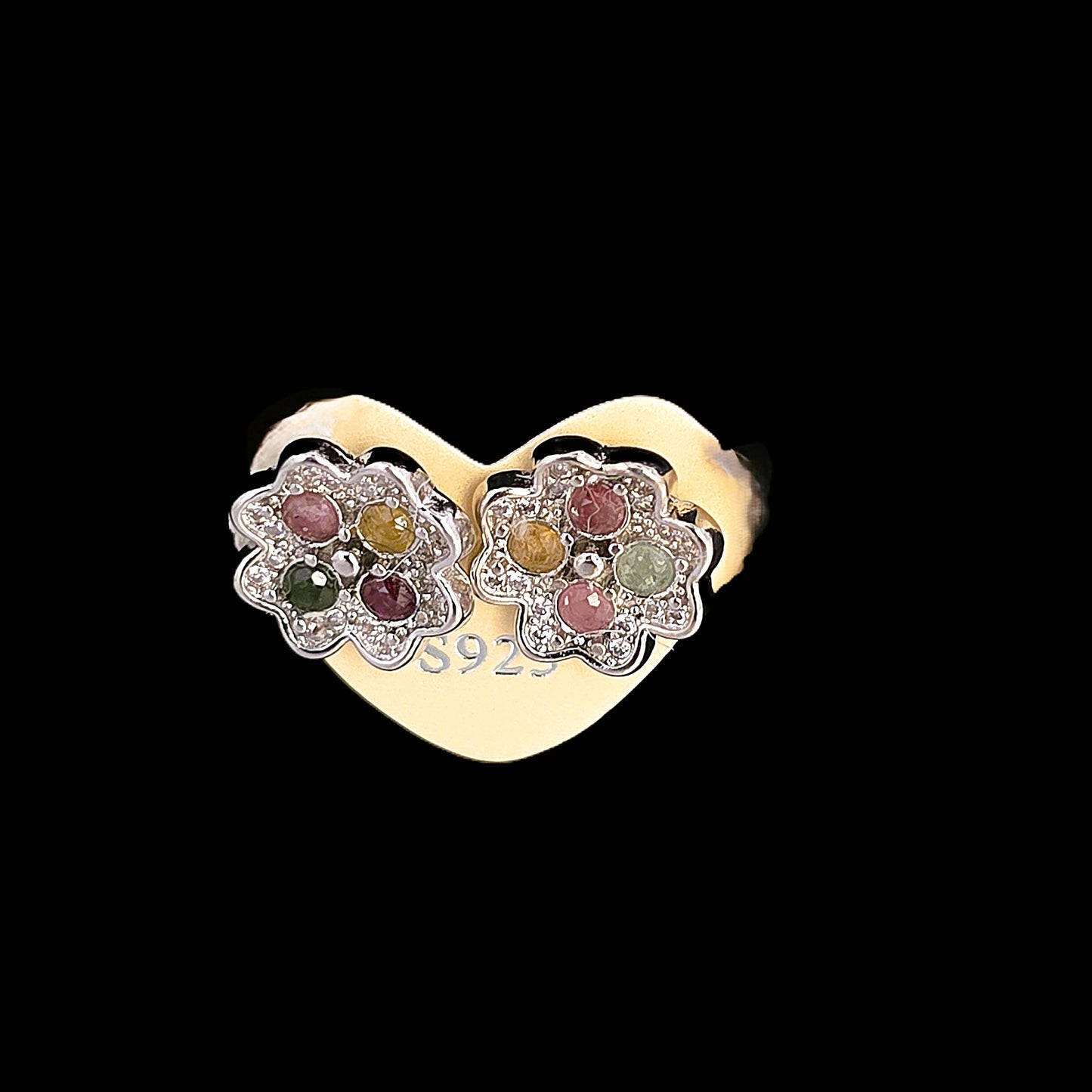 Unique – Fancy 925 Silver & Yellow METAL EARRINGS with Crystals - Item U Part 2