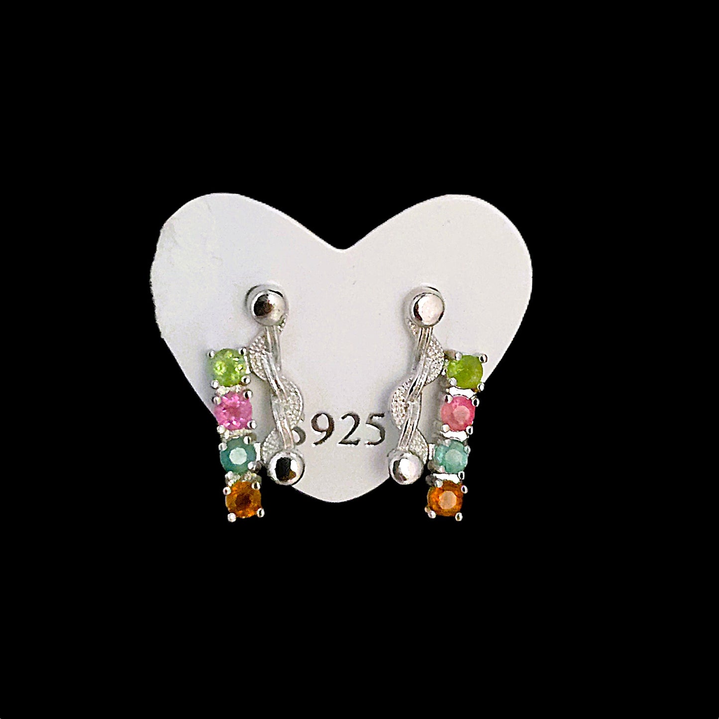 Unique – Fancy 925 Silver & Yellow METAL EARRINGS with Crystals - Item U Part 2