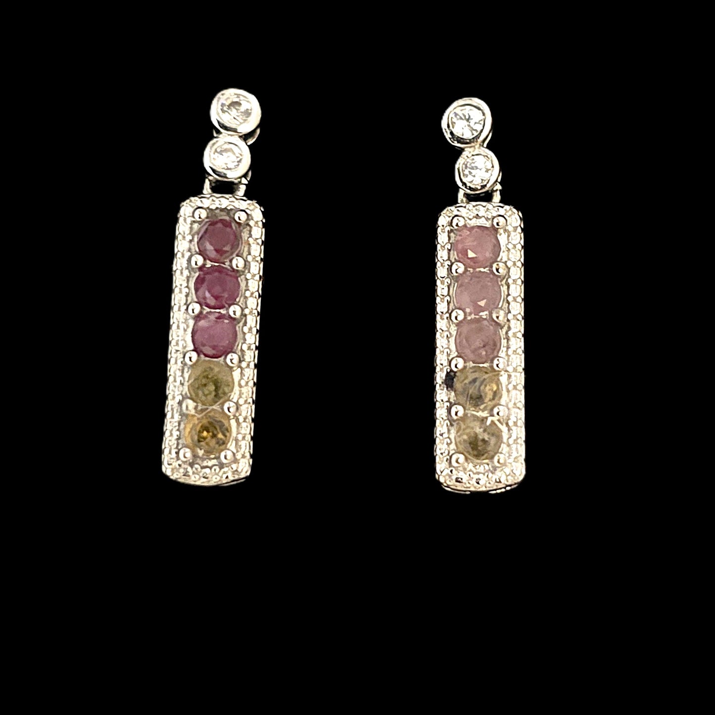Unique – Fancy 925 Silver & Yellow METAL EARRINGS with Crystals - Item U Part 2