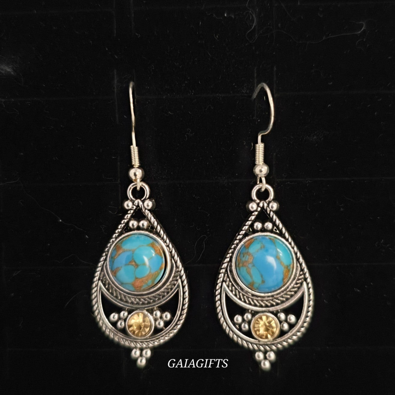 Unique – Fancy 925 Silver & Yellow METAL EARRINGS with Crystals - Item U Part 2