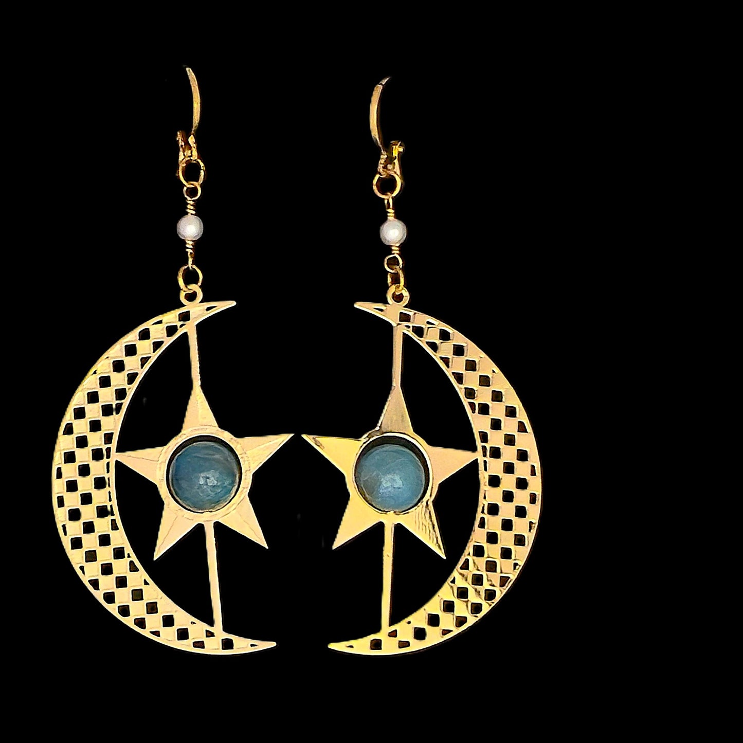 Unique – Fancy 925 Silver & Yellow METAL EARRINGS with Crystals Item U Part 1