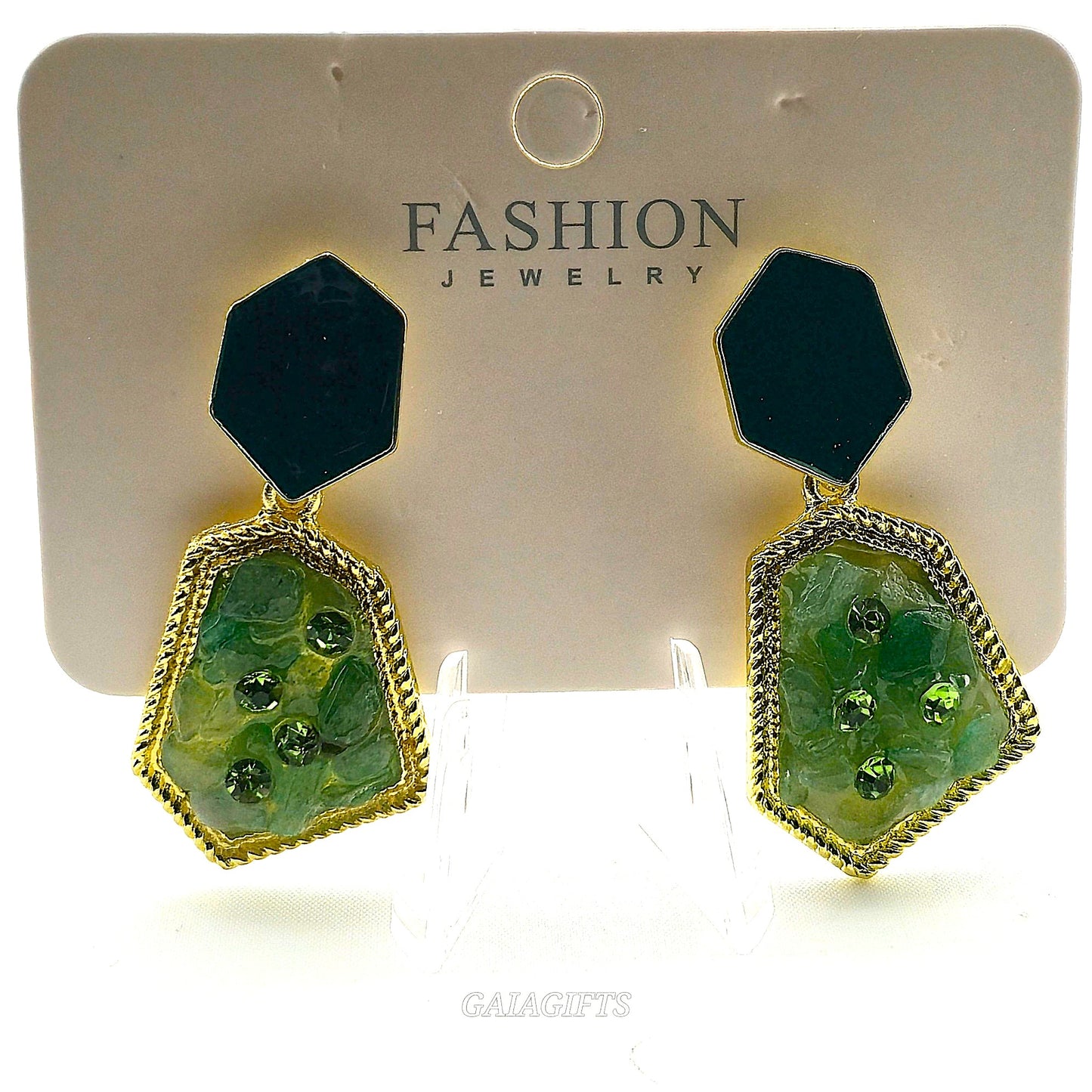 Unique – Fancy 925 Silver & Yellow METAL EARRINGS with Crystals Item U Part 1