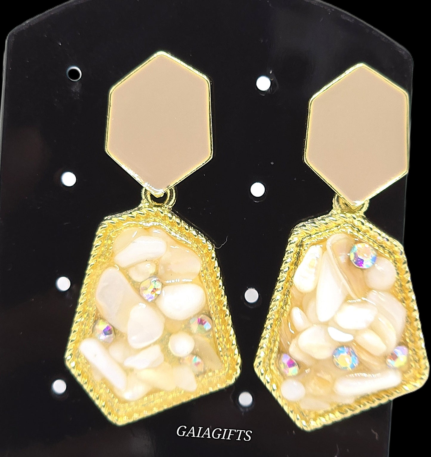 Unique – Fancy 925 Silver & Yellow METAL EARRINGS with Crystals - Item U Part 2