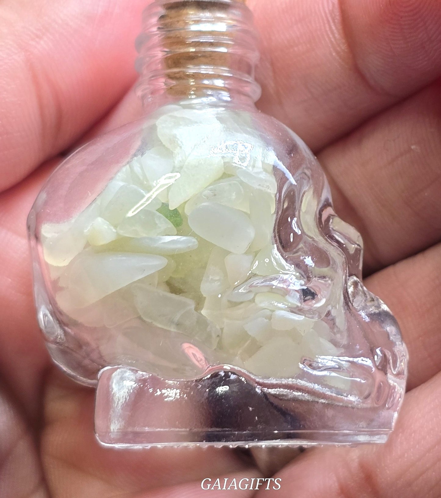 Mesmerizing SKULLS Crystal-Infused WISH BOTTLES| Gemstone Chips - Item X (1-7)